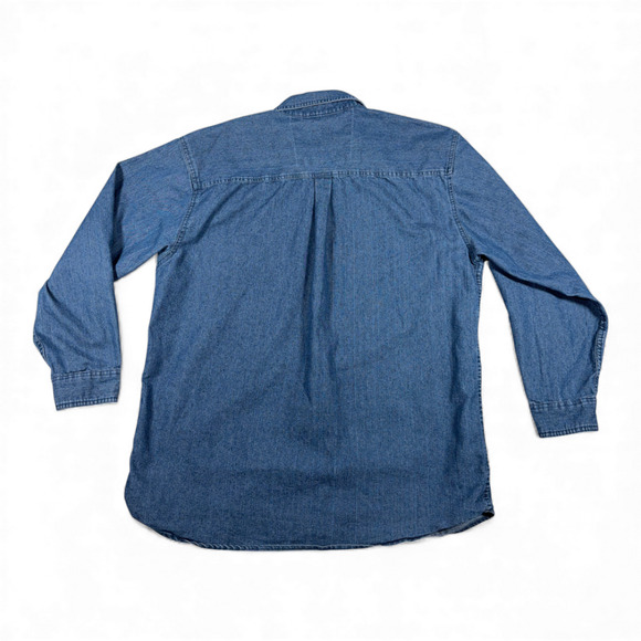 Vintage Key Shirt Adult LARGE Blue Chambray Workwear Outdoor Denim Style Y2K - Picture 3 of 8